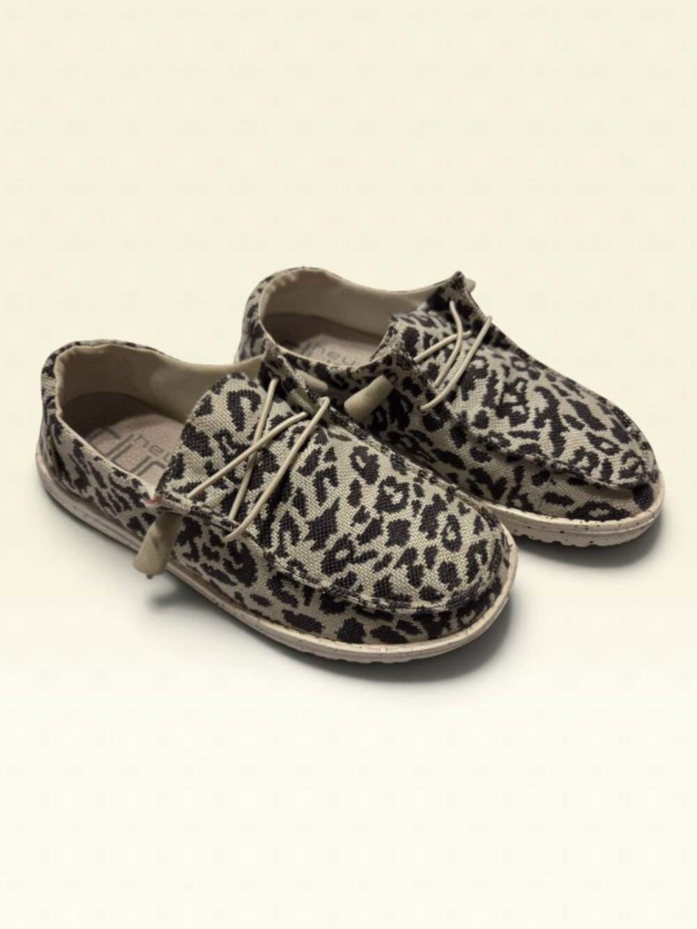 Hey Dude Wendy Womens Size 6 Woven Cheetah Grey Leopard Canvas Slip On Good